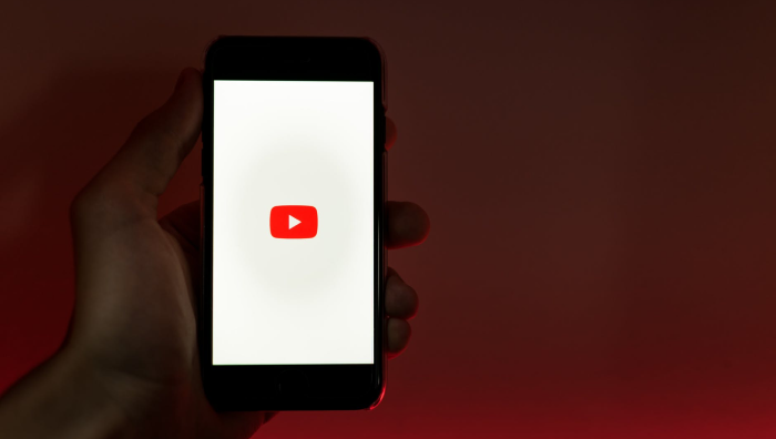 phone with opened youtube on screen